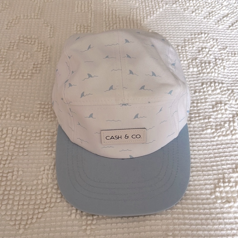 Kids' Light Blue and White Shark Print Cap